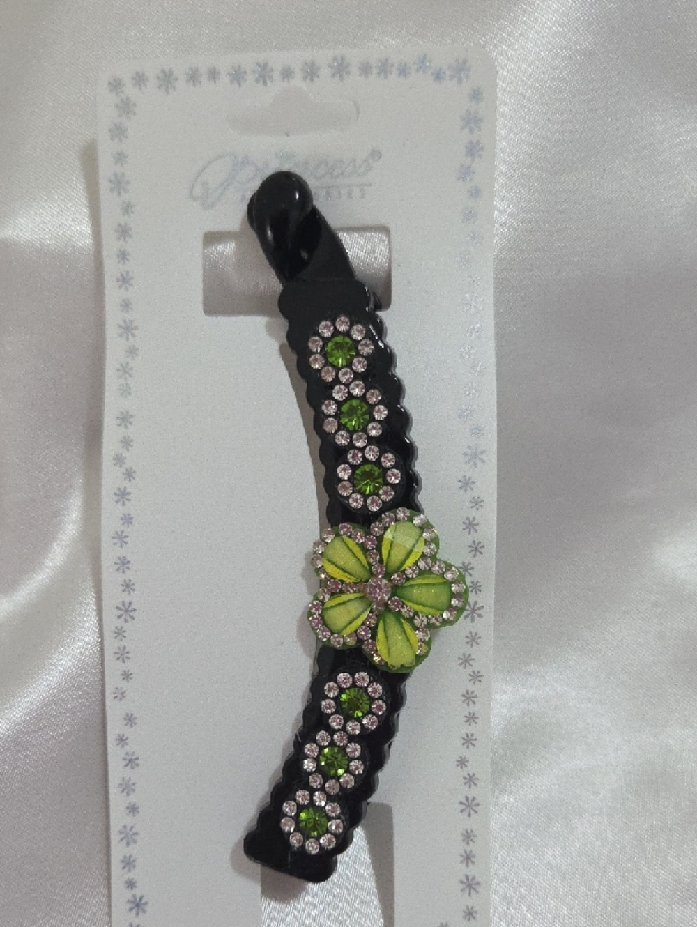 Black Jeweled Flower Hair Clip with Variety Color's Crystals